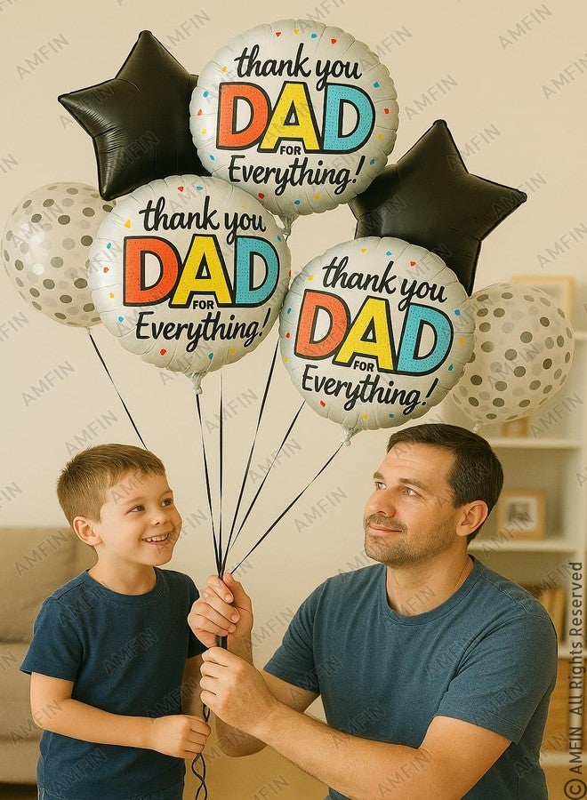 AMFIN (Pack of 7) Thankyou Dad Balloon Fathers Birthday Gift for Dad Father's Day Decoration Foil Balloon Papa Birthday Decoration - Image 5
